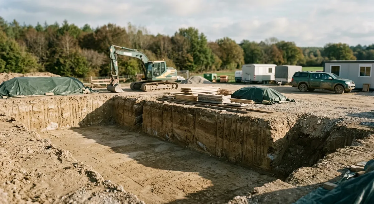 Fouille de fondation excavée